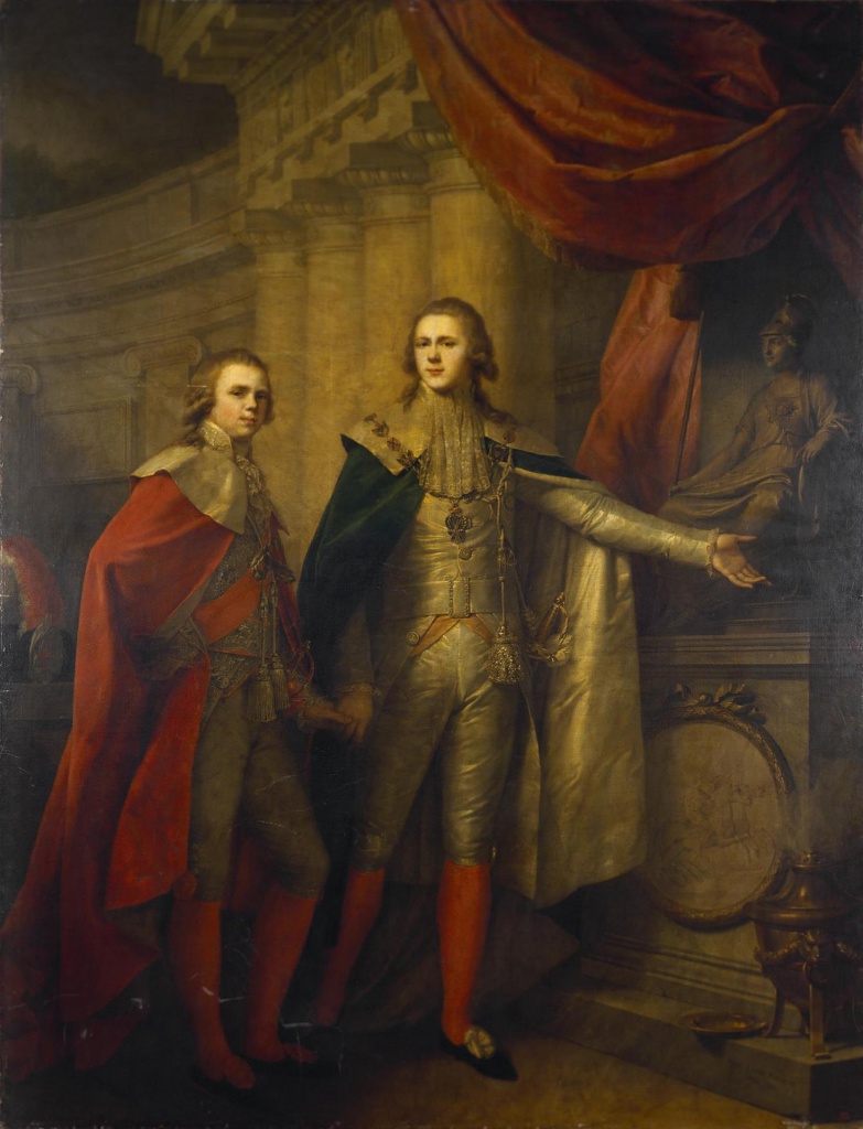 Рис. 17. Николай Аргунов. Портрет Ивана Якимова в костюме Амура. 1790. Русский музей, Санкт-Петербург, 2018. Рис. 18. Иоганн Баптист Лампи Старший. Портрет Великих князей Александра и Константина. 1795. © Государственный Эрмитаж, Санкт- Петербург, 2018. Фото Ю.А. Молод- ковца, В.С. Теребенина, Л.Г. Хейфеца. Рис. 19. Боровиковский Владимир Лукич. Екатерина II на прогулке в Царскосель- ском парке (с Чесменской колонной на фоне). 1794.
